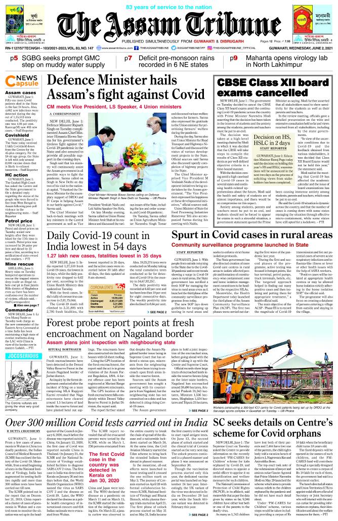 The Assam Tribune E Paper 2 Jun 21