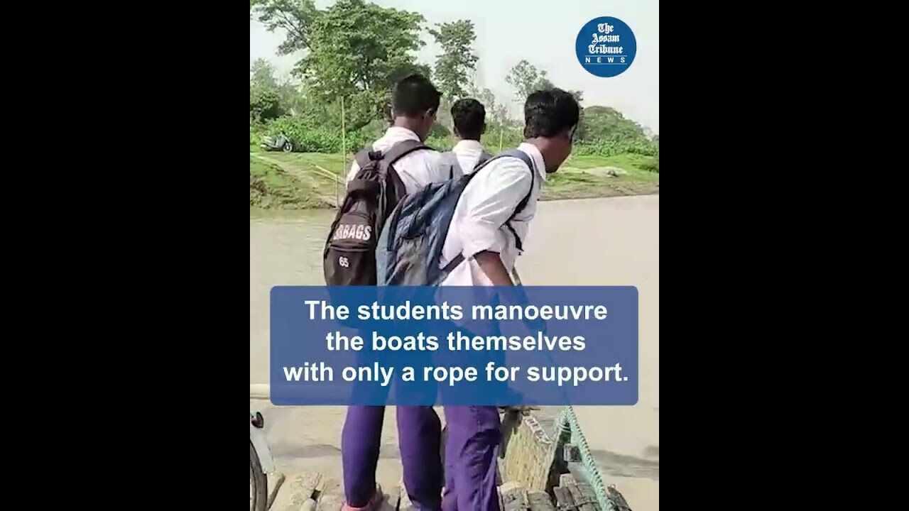 Students brave Dikhow River to attend school every day