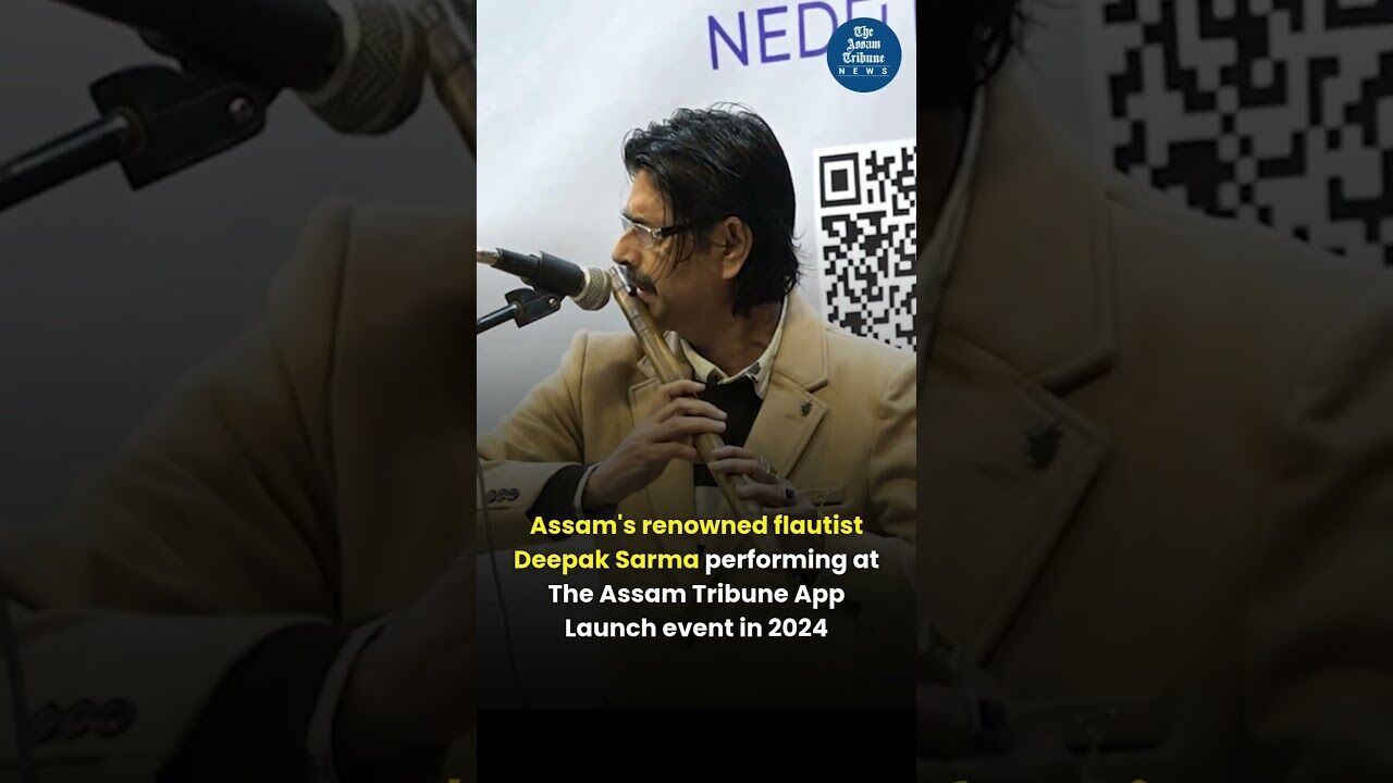 Assams renowned flautist Deepak Sarma performing at The Assam Tribune App Launch event in 2024