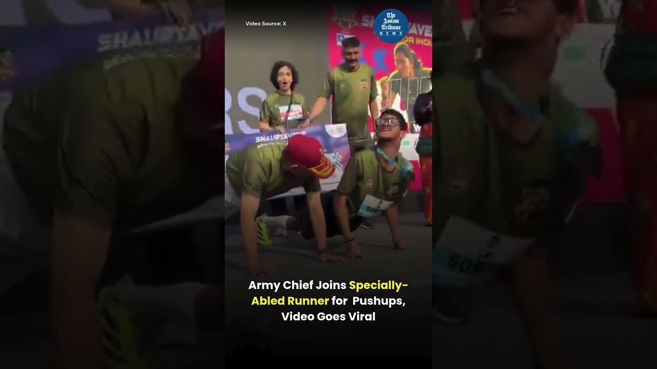 Army Chief Joins Specially Abled Runner in Pushups at ‘Shauryaveer Run for India’