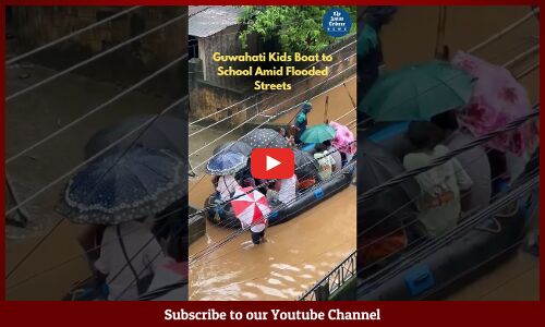 School Students of Guwahati wait for Rubber Boat to Reach Schools