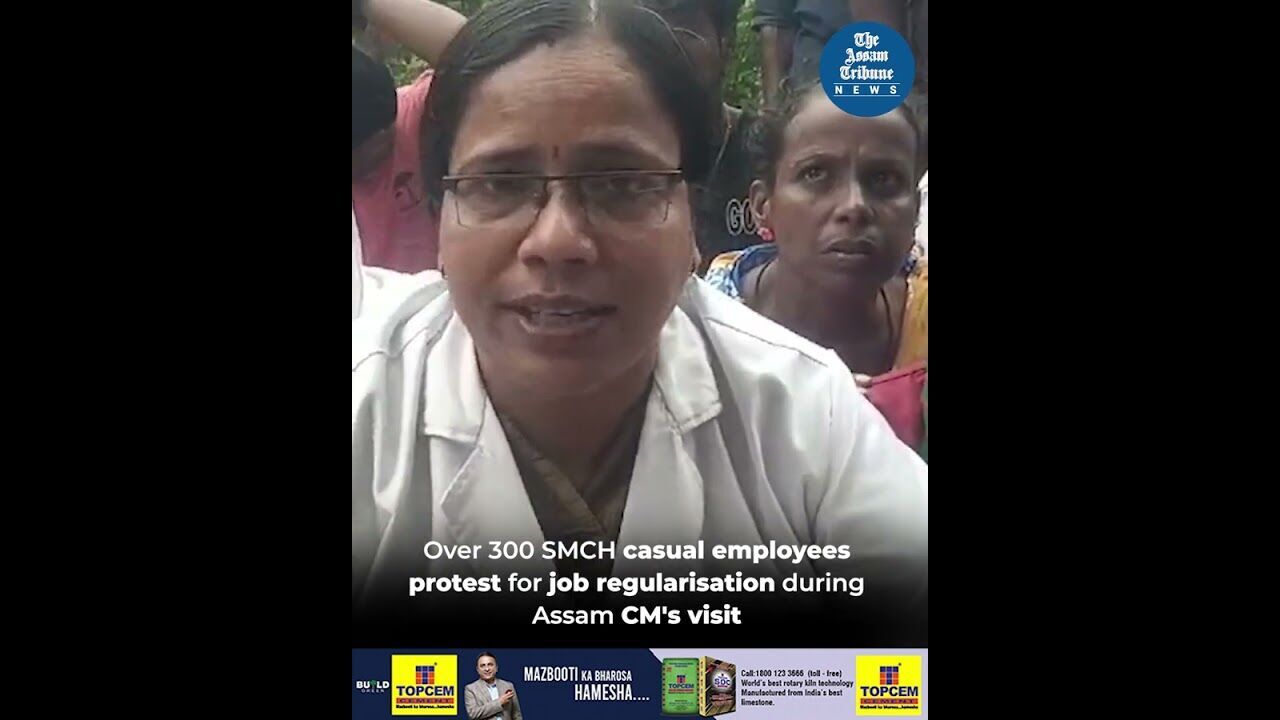 Over 300 SMCH casual employees protest for job regularisation during Assam CMs visit