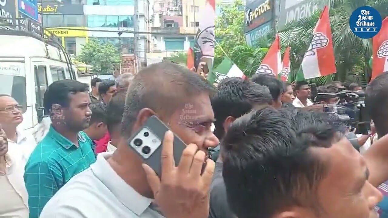 Congress takes to Guwahati streets demanding action on Hindenburg Report