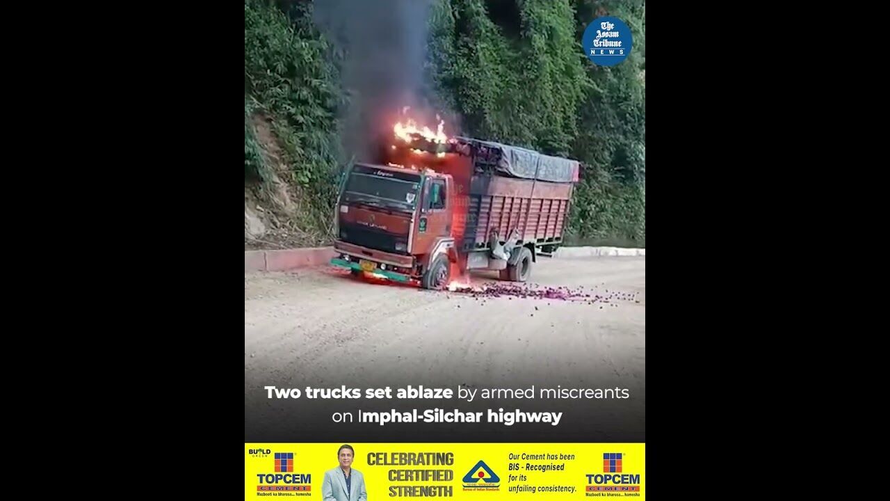 2 truck set ablaze by armed miscreants