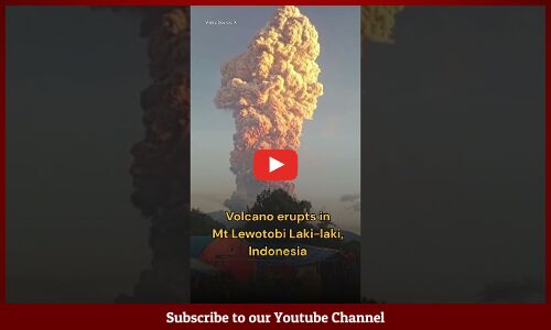 Volcano erupts in Mount Lewotobi Laki laki, Indonesia