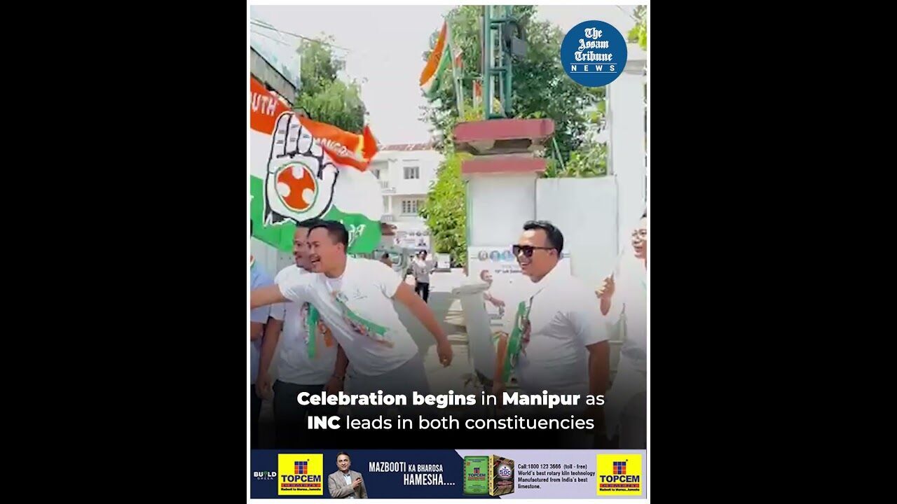 Celebration begins in Manipur as INC leads in both constituencies