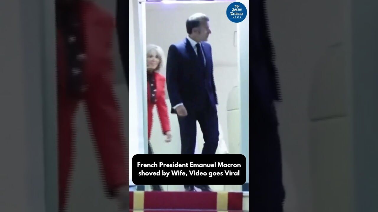 French President Emanuel Macron Caught being shoved by Wife, Video goes Viral